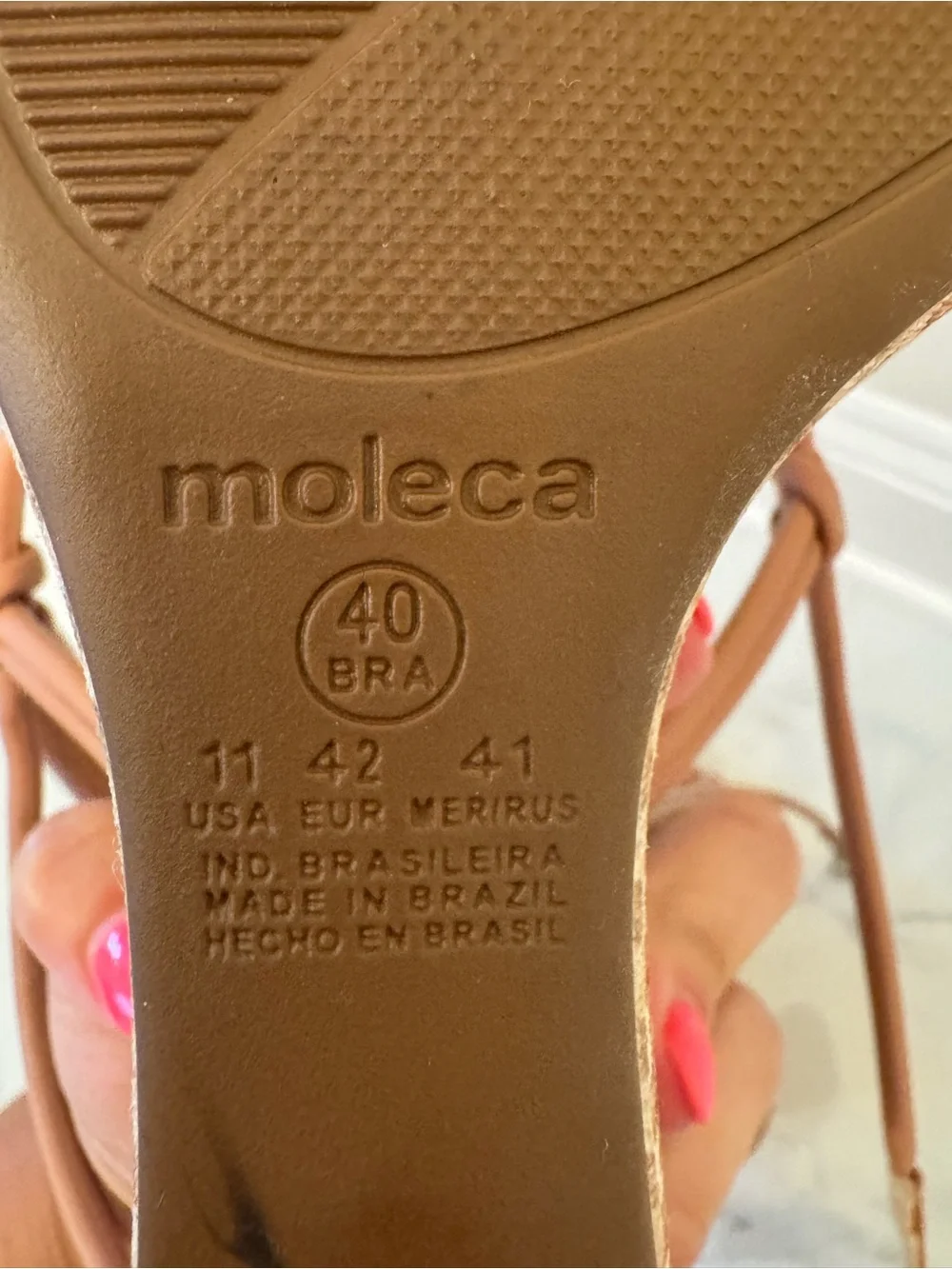 Moleca Tan Strappy Wedge Sandals Size 11 / 42 – Runs Small